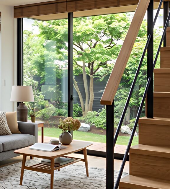 木の階段のある吹抜け(デモ) 施工後