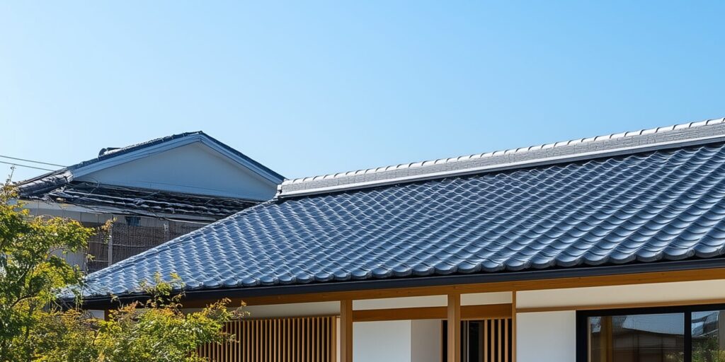 和モダン平屋 石畳と植栽の実例(実例3)